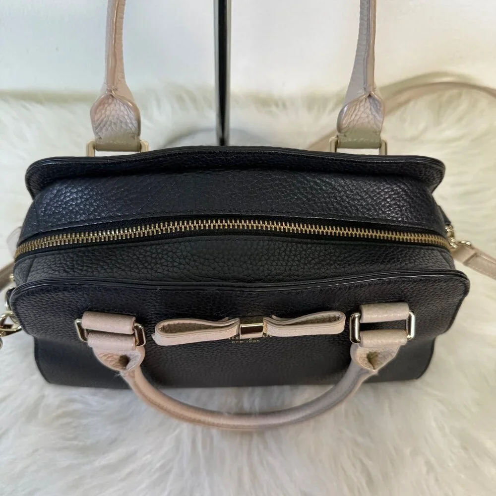 Kate Spade Sawyer Henderson Street Black Satchel Pumise Leather CrossbodyBag Bow
